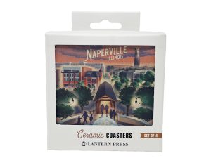 Naperville Coasters Retro Style. Photo of the coasters pack.