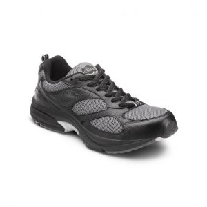 Dr. Comfort Endurance Plus Diabetic Jogging Shoe in Black with Grey Accents.