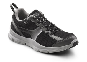 dr. comfort chris diabetic shoes athletic. Stylized black and grey pattern.