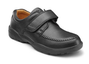 dr. comfort scott diabetic shoes casual. black with a tan interior.