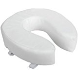nova padded toilet seat riser 4" lift cushion. All white with velcro straps.