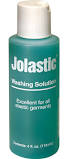 Jolastic washing solution 4 oz bottle. Green bottle with a white cap, used for keeping elasticity when washing compression stockings.