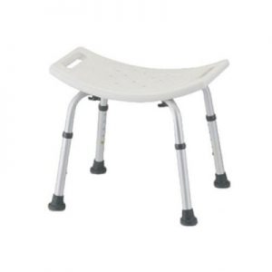 Nova bath seat. White plastic seat with aluminum frame and legs.