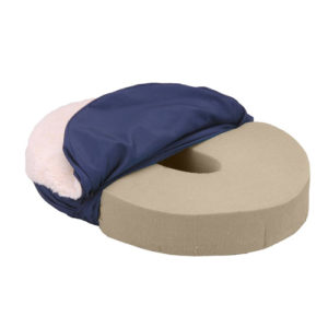 Nova foam comfort ring. A donut cushion with a washable blue cover.