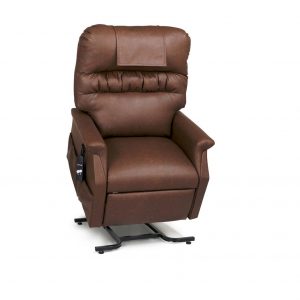 Power Lift Recliner Rental default image. A Golden Technologies Monarch lift chair in the upright position. Chestnut colored, vinyl fabric.