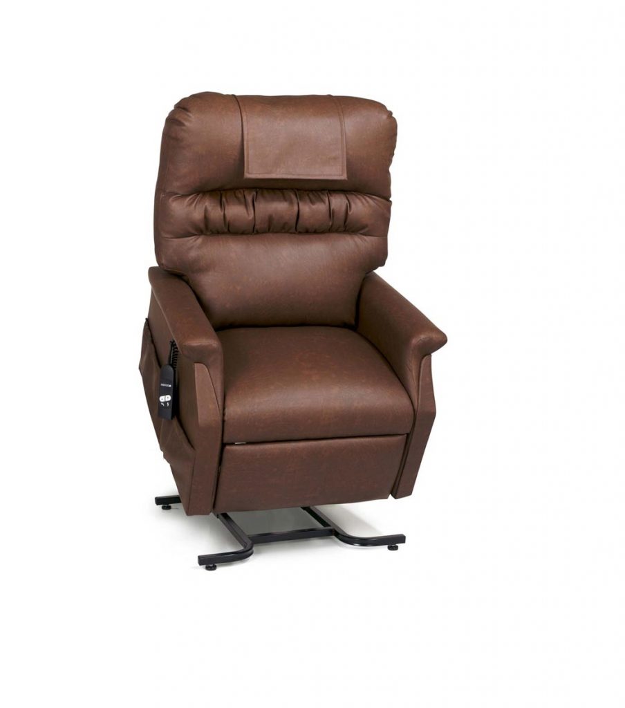 Power Lift Recliner Rental default image. A Golden Technologies Monarch lift chair in the upright position. Chestnut colored, vinyl fabric.