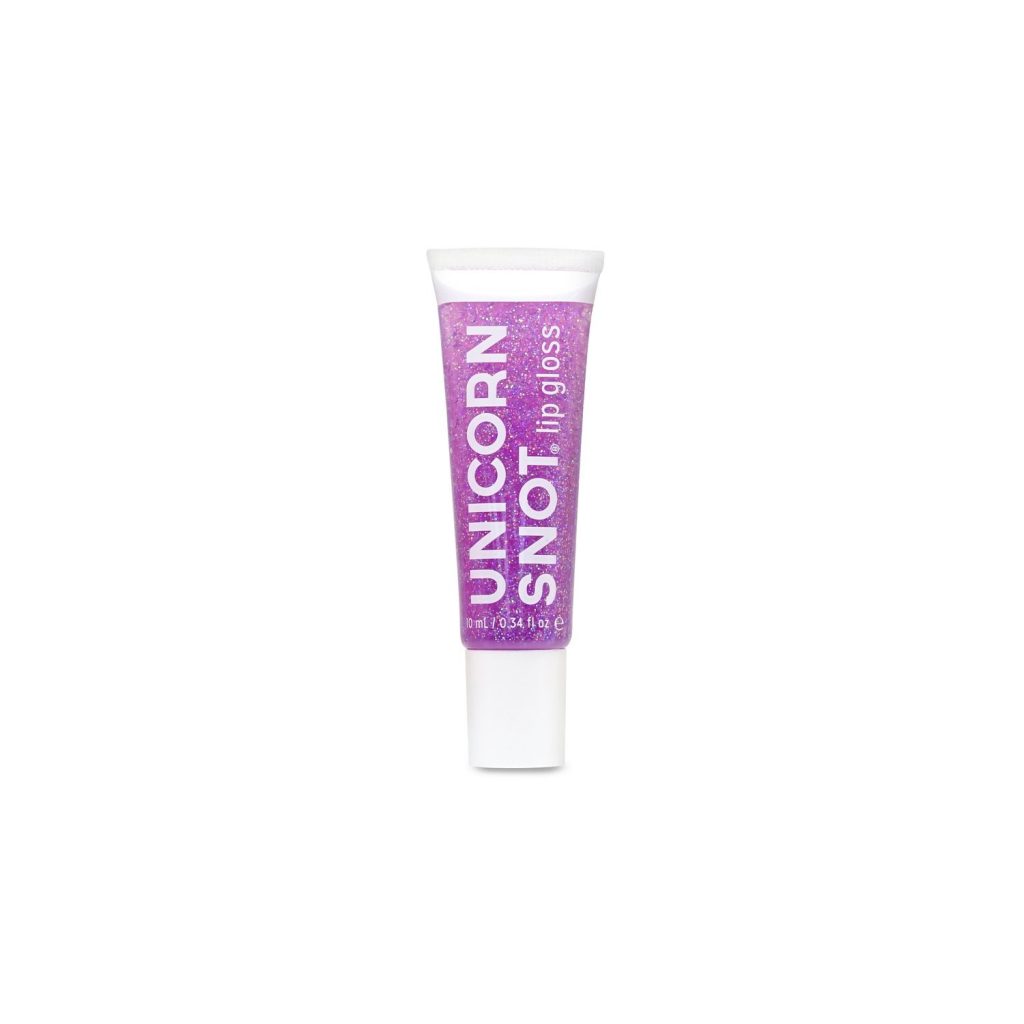 Unicorn Snot Lip Gloss Purple tube, on white background.