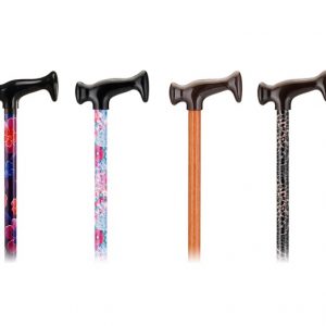 4 Nova T-Handle canes, colors are purple bliss, celestial, walnut grain and leopard