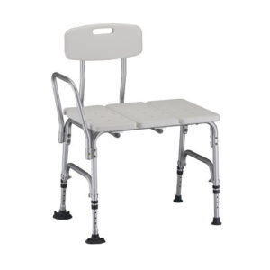 The Nova bariatric transfer bench on a white background. Suction cup legs, the unit hand and the unit back are locked on the right-side position.