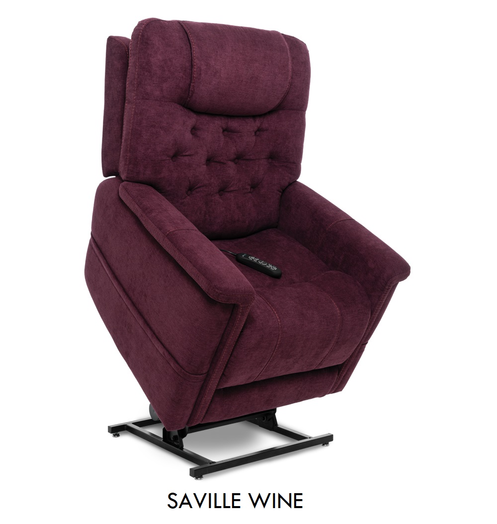 The Pride VivaLift! Legacy in Saville Wine fabric, a dark red fabric.