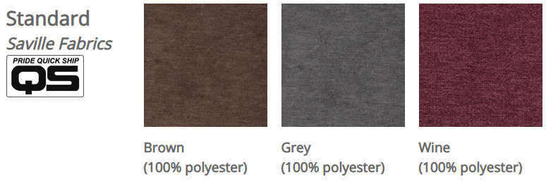 Pride VivaLift! Saville fabrics. From left to right: Brown, Grey, Wine.