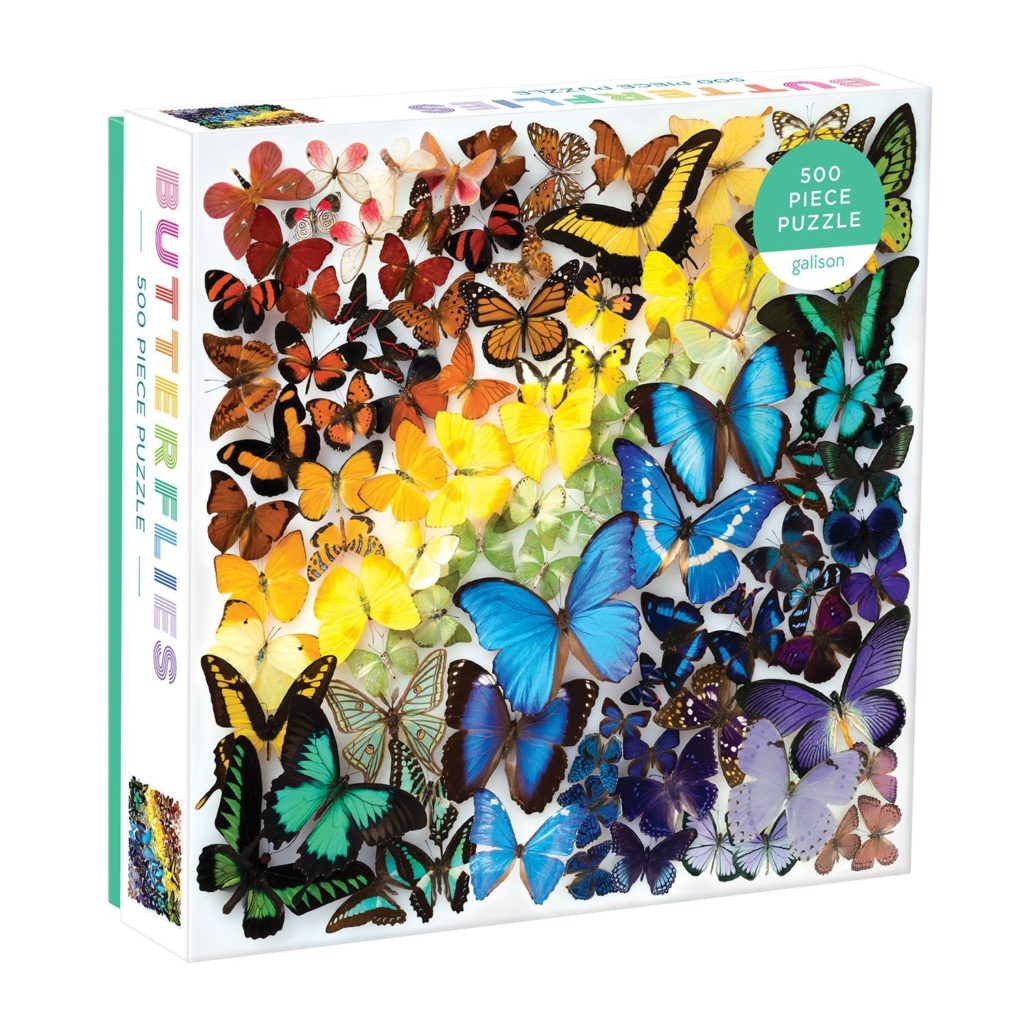 Galison Rainbow Butterflies 500 Piece Puzzle. Box shown.