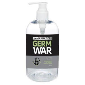 Germ War Hand Sanitizer 16.9oz. Bottle shown.