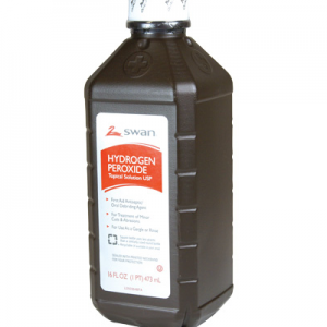 Swan Hydrogen Peroxide 16oz. Bottle shown.