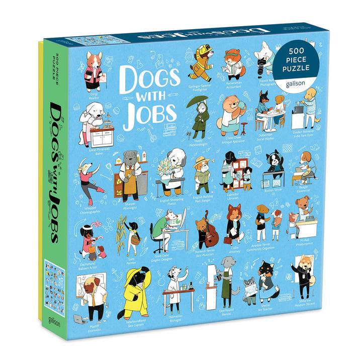 Galison Dogs with Jobs 500pc Puzzle. Box shown.