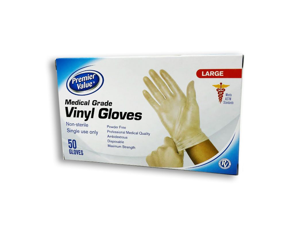 18 Pack Duzzit Disposable Latex Gloves Vinyl Extra Strong Large,Medium,Small 