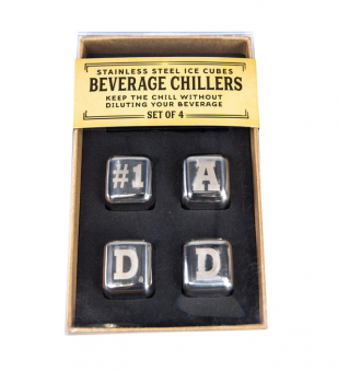 #1 Dad Stainless Steel Ice Cubes. Box shown.