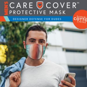 Care Cover Protective Masks for Men featured image. The product name in stylized font over a man wearing a care cover men's protective mask.