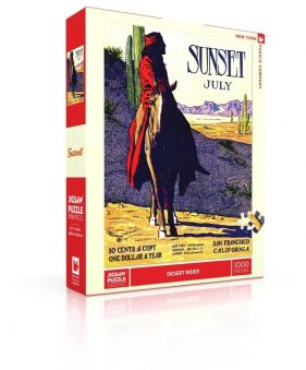 New York Puzzle Company Sunset July Puzzle 1000 pieces. Puzzle box shown.