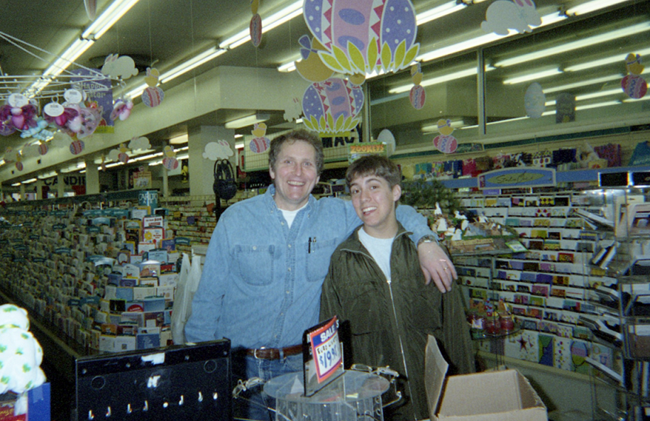 A photo of Oswald's owner Alex Anderson with his father, former owner Bill Anderson, in Oswald's former downtown Naperville location in the early 2000s.