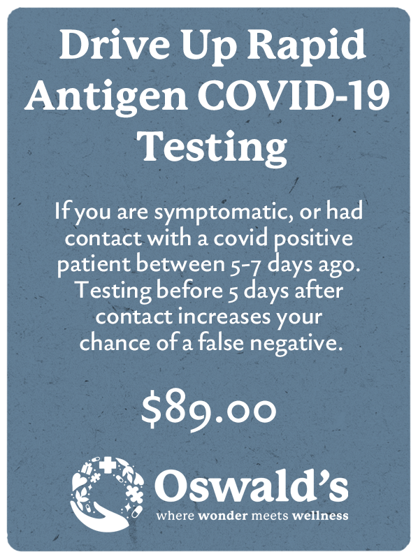 COVID-19 Testing button. Image of the text and $99.00 price.