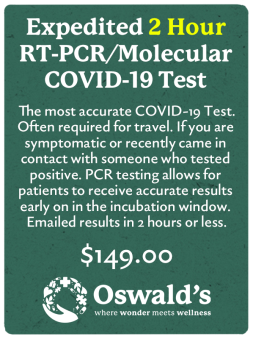 Expedited 2 Hour RT-PCR/Molecular COVID-19 Test $149.00 button. Image of the text.