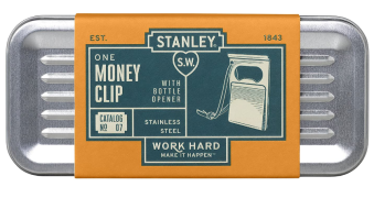 Stanley Money Clip. Photo of the Stanley Money Clip tin case.