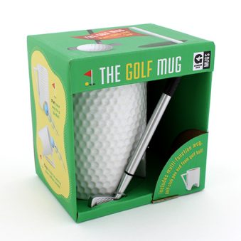 The Golf Mug. Photo of the Golf Mug in packaging.