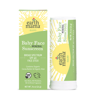 Baby Face Mineral Sunscreen Facestick SPF 40. Photo of the sunscreen in and out of the box.