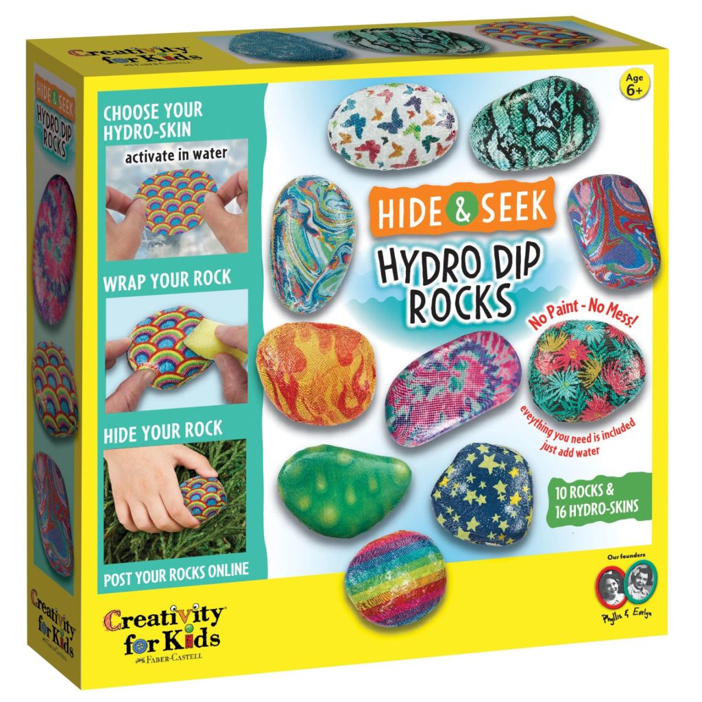 Creativity for Kids Hide & Seek Hydro Dip Rocks image. Photo of the box.
