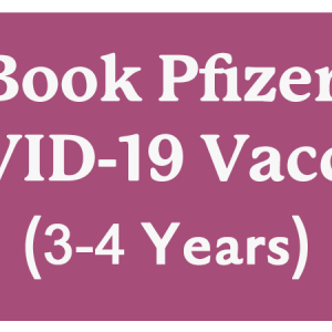 Pfizer 3-4 Years Vaccine. Stylized image of the text.