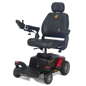 Golden BuzzAbout Power Wheelchair. Photo of the power wheelchair fully assembled.