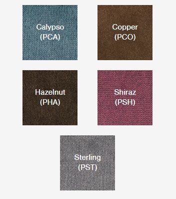 Golden Cloud Fabric Options. Calypso, Copper, Hazelnut, Shiraz, & Sterling.