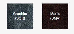 Golden Deluna Series Premium Fabrics. Swatches of two colors; Graphite & Maple.