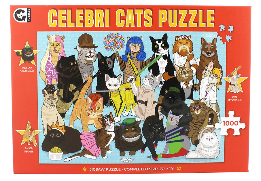 Ginger Fox Celebri Cats 1000pc Jigsaw Puzzle. Photo of the box.