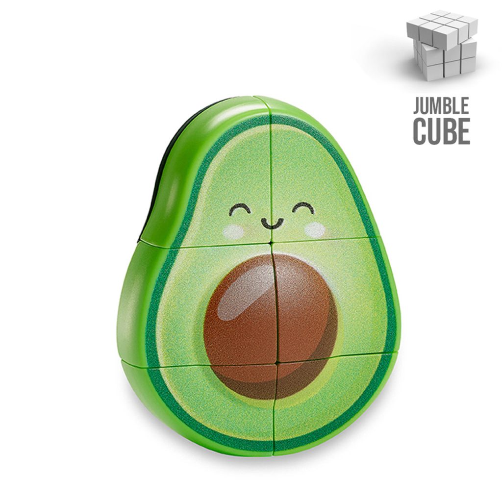 Avocado Magic Jumble Cube. Photo of the avocado magic jumble cube toy.