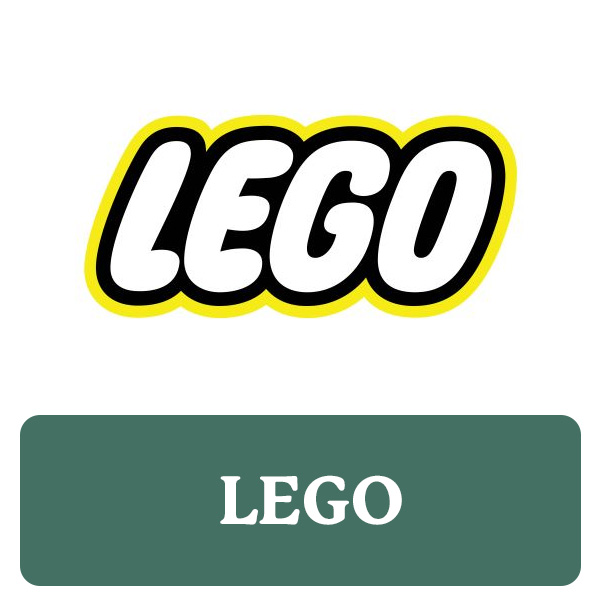 Lego button. Photo of the Lego logo.