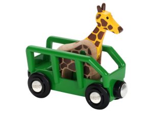 BRIO Giraffe & Wagon. Image of the toy giraffe & transport train car.