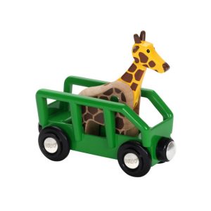 BRIO Giraffe & Wagon. Image of the toy giraffe & transport train car.