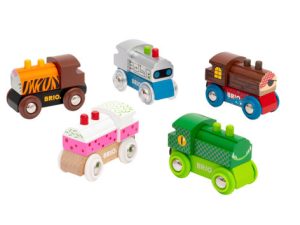 Brio Themed Train Assortment. Photo of the 5 different engines contained in the pack.