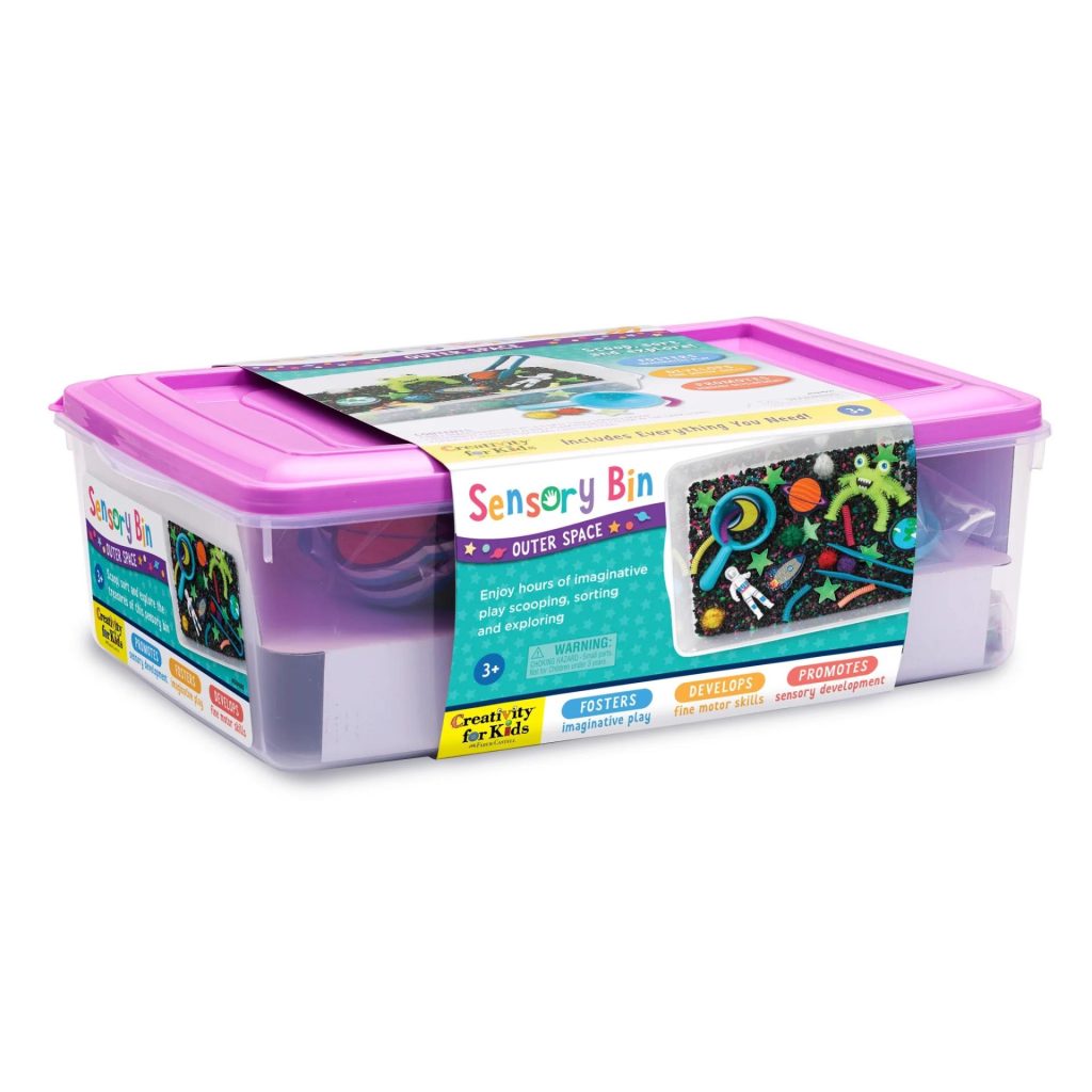 Creativity for Kids Outer Space Sensory Bin. Image of product packaging.