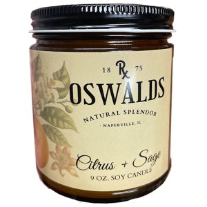 Oswald's Candle Image Citrus & Sage. Photo of the candle.
