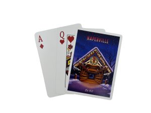 Naperville Playing Cards Christmas style. Photo of the cards and card back.