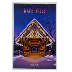 Naperville Postcard Christmas style. Photo of the postcard.